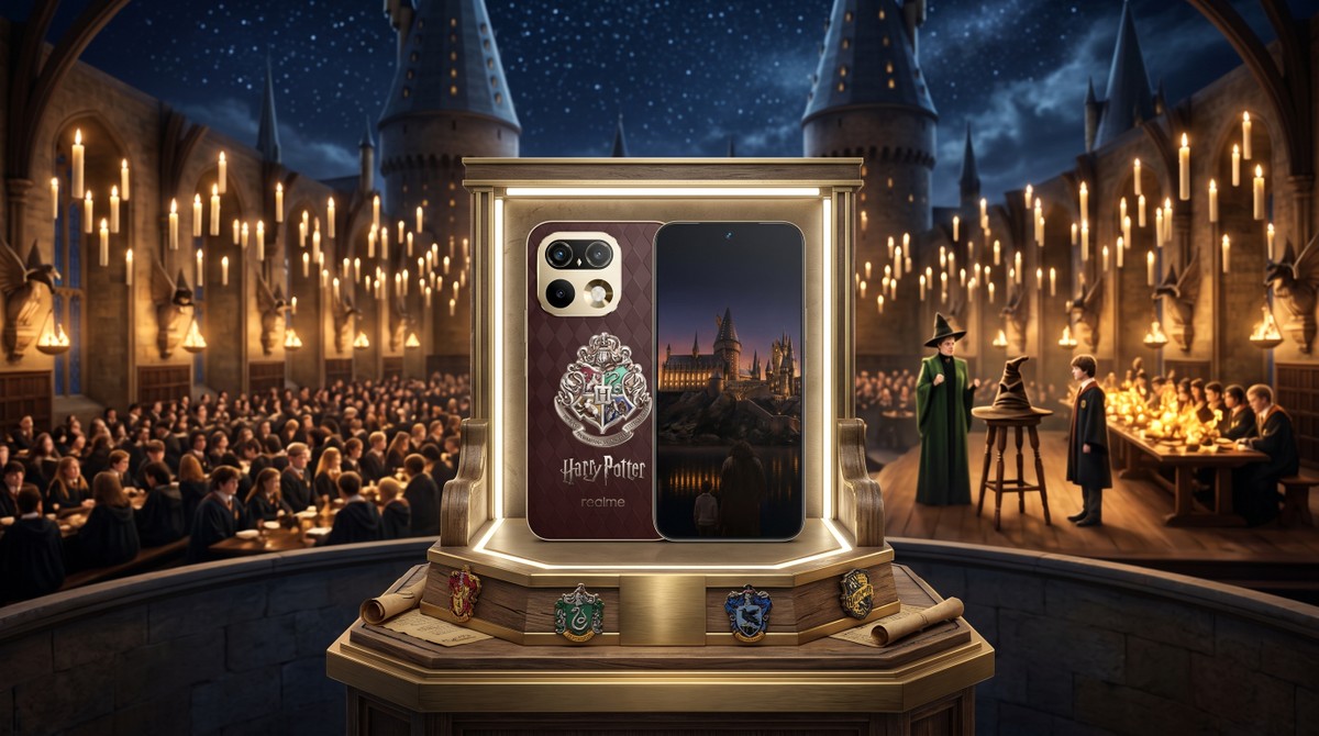 Realme 16 Pro de Harry Potter é lançado com brasão em relevo e réplica do baú de Hogwarts