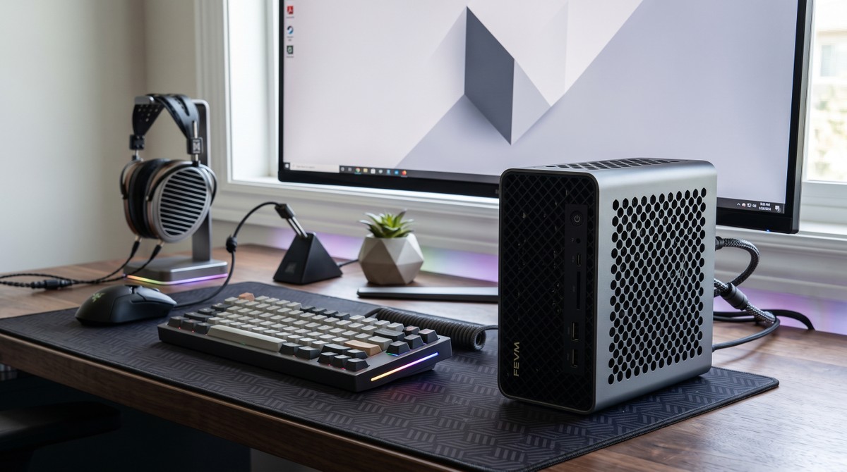 FEVM lança mini-PC com chip Ryzen 9 9950X3D e placa RTX 5090 de 24GB em gabinete compacto
