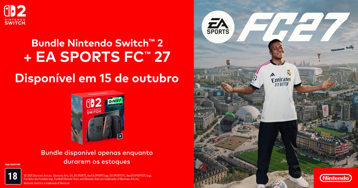 Nintendo Switch 2 ganha pacote que inclui EA Sports FC 27