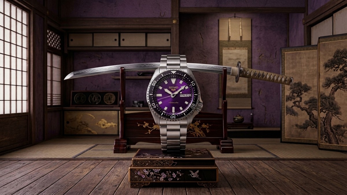 Inspirado no Japão feudal: Seiko lança relógio 5 Sports SKX com tom roxo em mais mercados