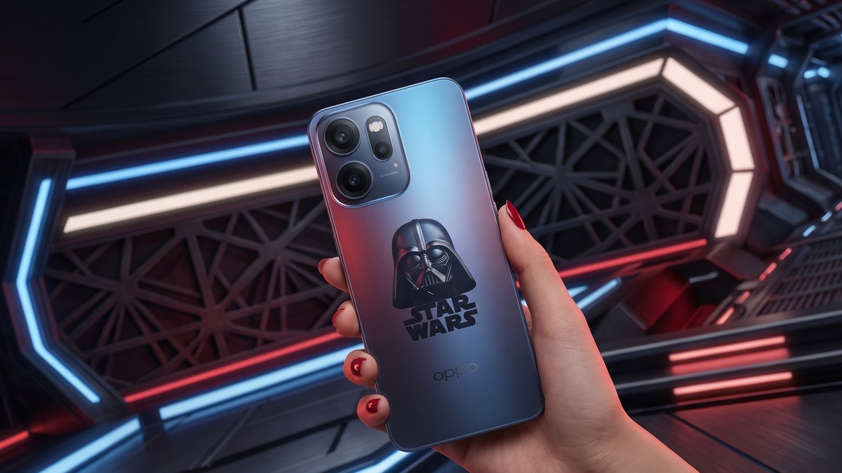 Celular exclusivo com 12 GB de RAM: Oppo Reno 14 F Dark Side em oferta imperdível