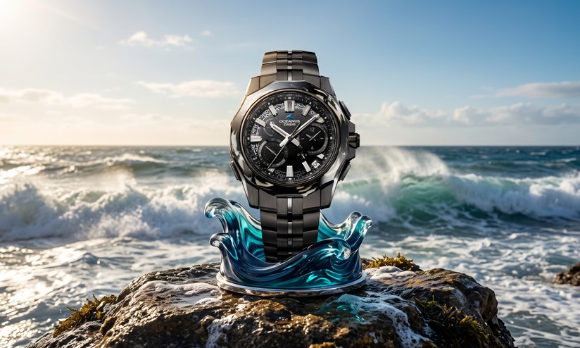 カシオOCEANUS Manta OCWーS10000BJー1AJFソーラー電波 Casio lança relógio Oceanus Manta em titânio e cerâmica com
