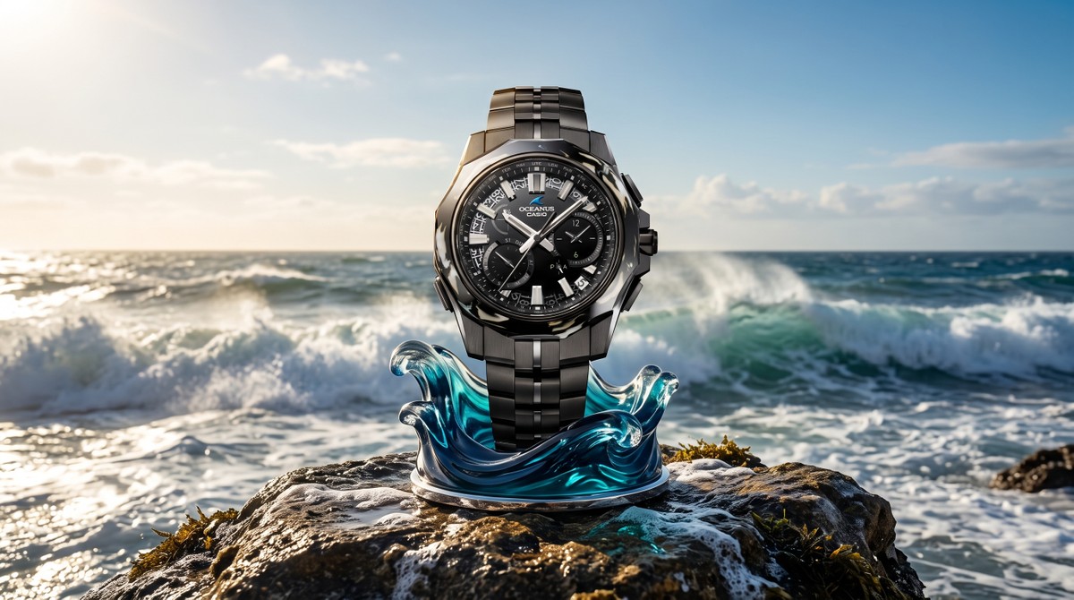 Casio lança relógio Oceanus Manta em titânio e cerâmica com tecnologia solar de satélite