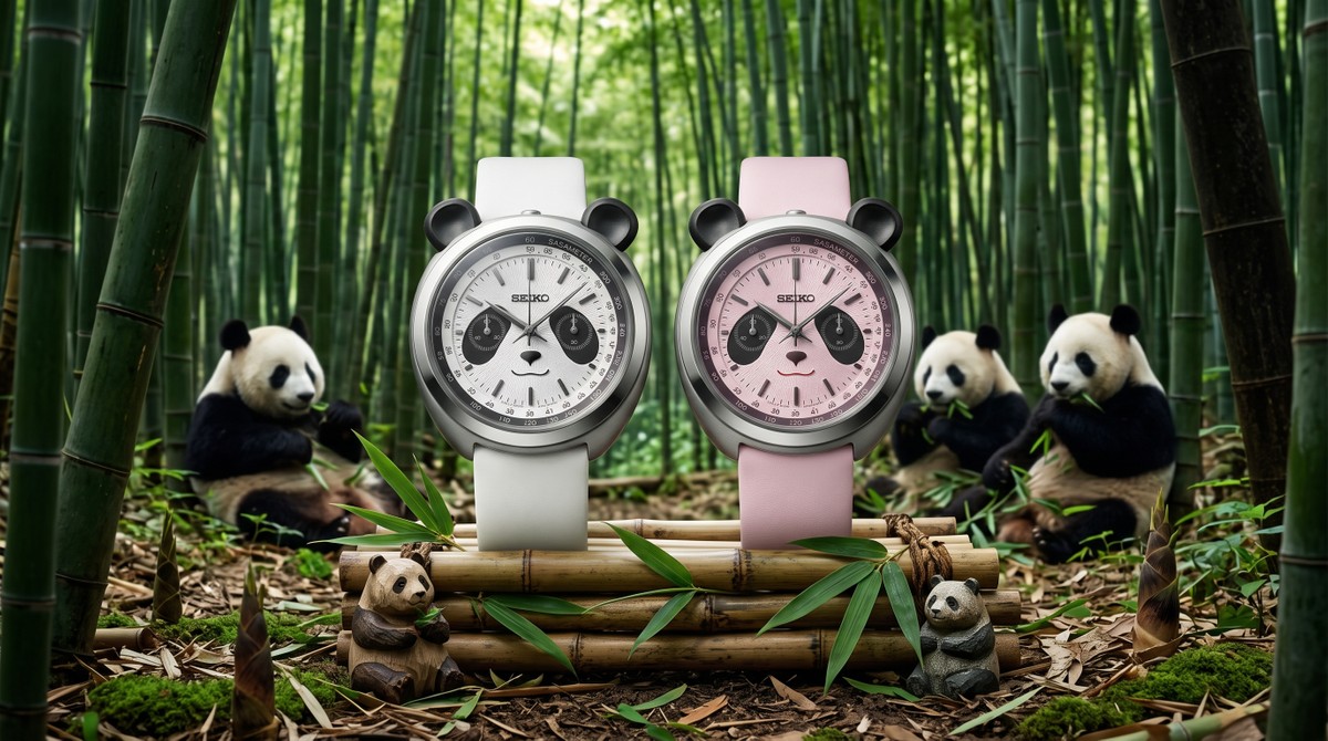 Seiko lança relógio com cara de panda, botões de orelhas e ponteiros em folha de bambu