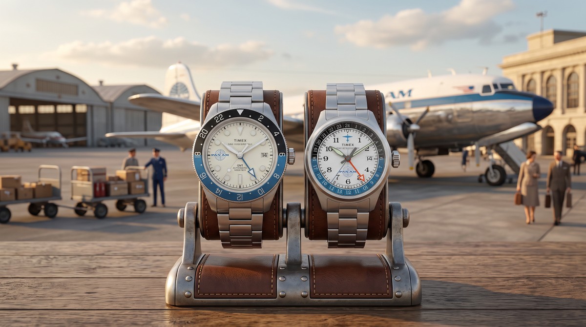 Timex lança relógios de aço inspirados na era de ouro da aviação com dois fusos horários