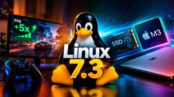 Linux 7.3 é lançado com até 5x mais fps para gamers, SSDs mais rápidos e suporte ao Apple M3 - Foto