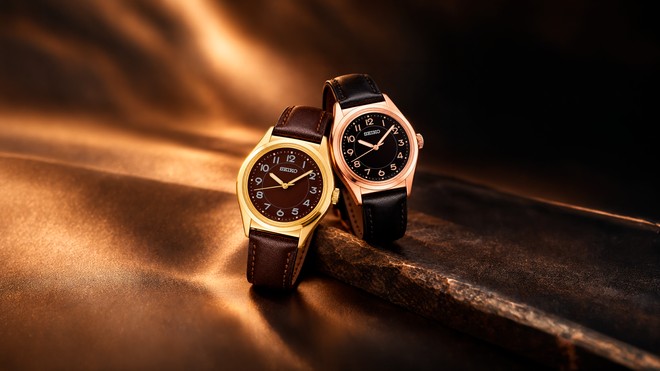 Seiko traz charme retrô em novos relógios sociais com movimento a quartzo e pulseira de couro - Foto