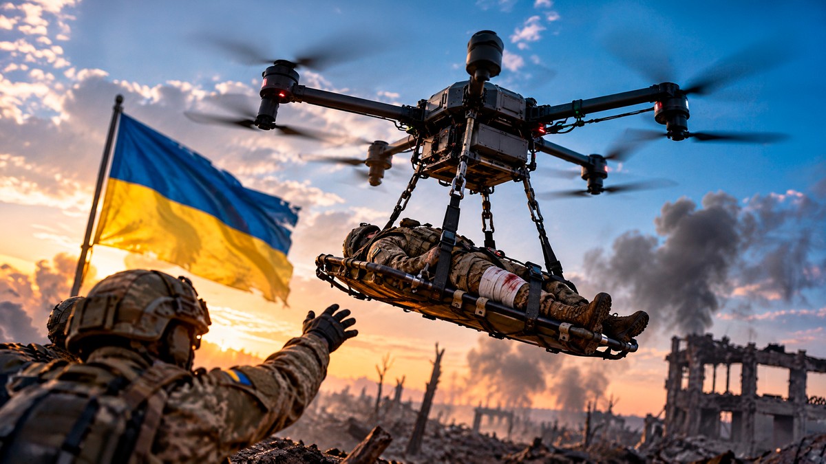 Ucrânia usa drones de carga pesada para resgatar soldados feridos do campo de batalha
