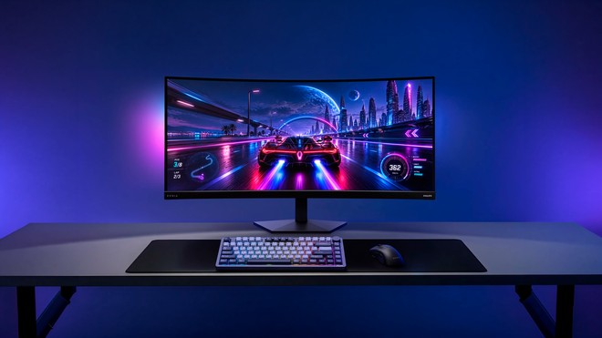 Philips anuncia monitor gamer ultrawide inédito de 36 polegadas com taxa de até 260 Hz - Foto