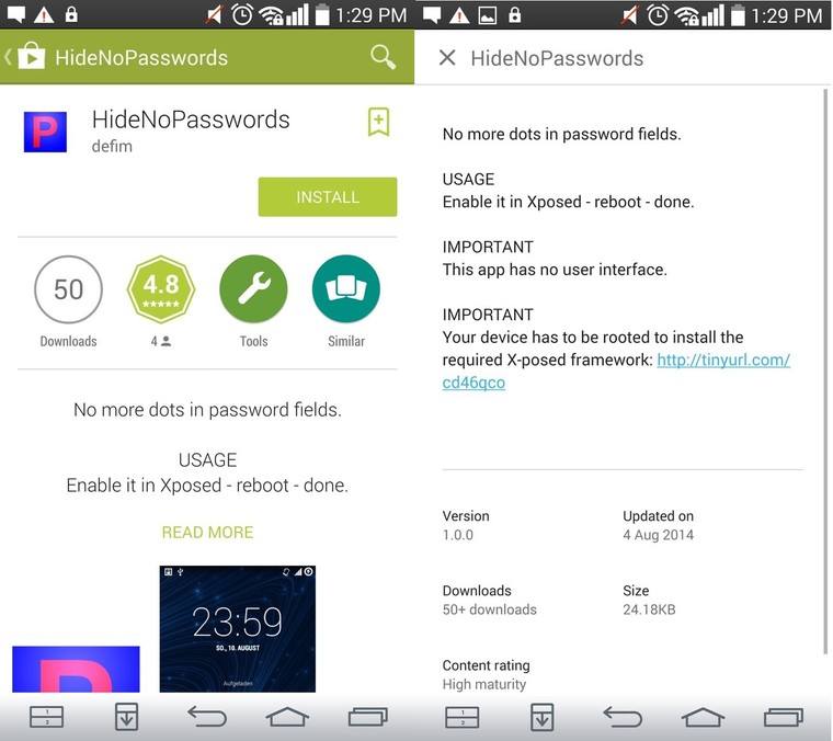 Desabilite a oculta o de senha no Android com o Xposed