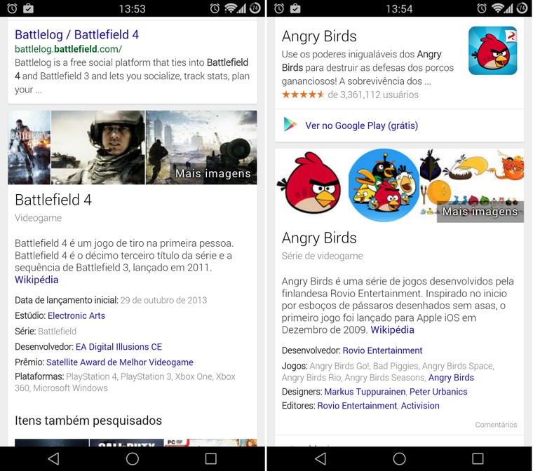 Pesquisa do Google agora exibe cartões com informações sobre jogos